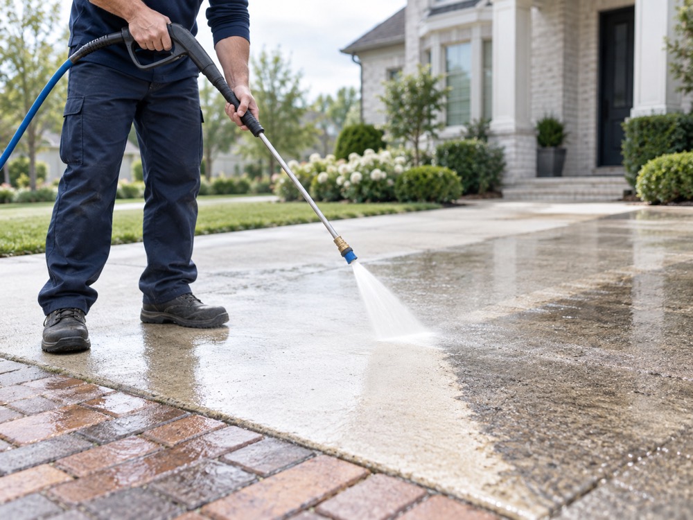 Pressure washing example